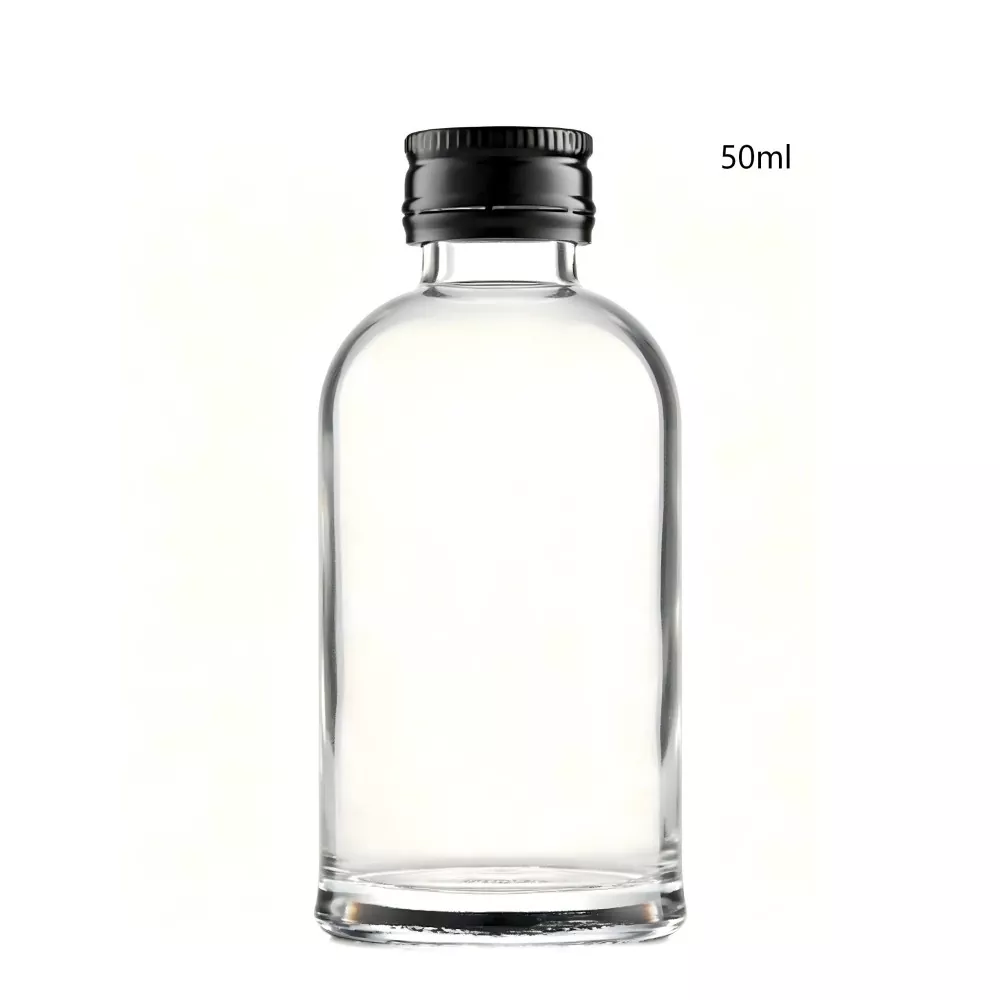 스크류 캡이 있는 50ml 유리 라운드 아일랜드 위스키 병