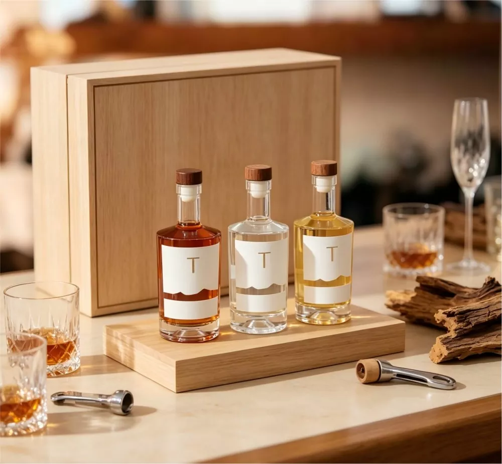 100ml Glass Whiskey Gin Vodka Tequila Bottles with T-Cork