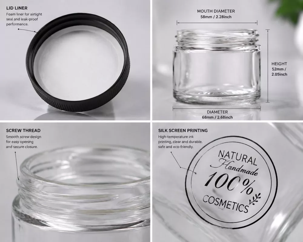4oz Clear Glass Storage Jar with Black Screw Lid