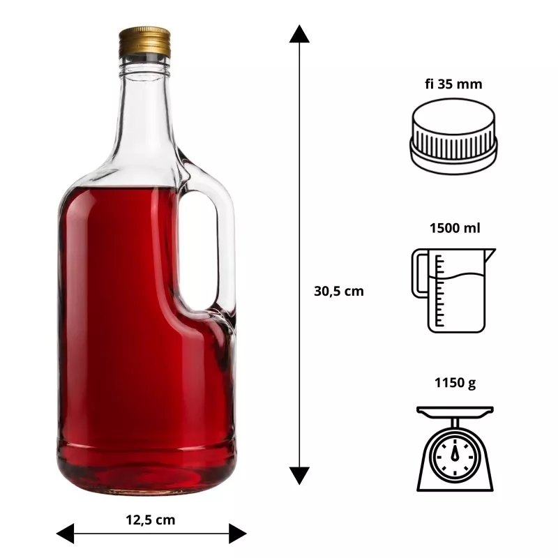 1.75L Glass Liquor Jug with Handle